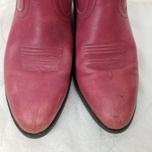 Ariat pink women's leather cowboy booties white trim western coastal cowgirl 4 - Picture 8 of 12